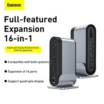 Baseus Workstation Quadruple Display Multi-function Type-C HUB Docking Station(Chinese Plug + EU Plug + US Plug)
