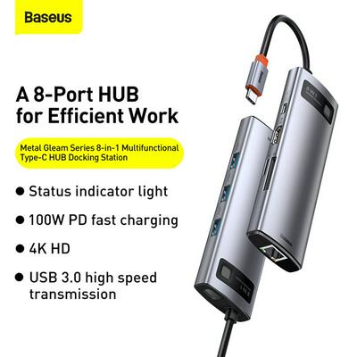 8-in-1 Baseus Metal Glimmer Series Multi-function Type-C HUB Docking Station