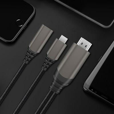 WiWU Nylon braided Type C to HD-MI Cable for home office 4K HD TV display cable universal for Type C smart phone tablet Switch