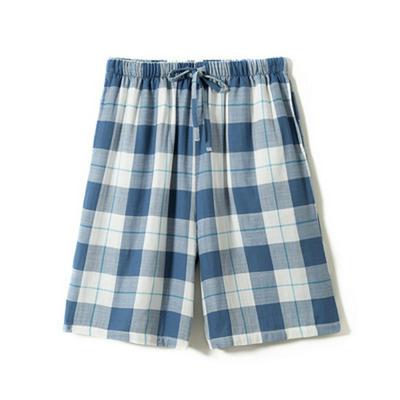 Men's Cotton Sleep Pants Thin Section Simple Japanese Plaid Home Shorts
