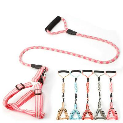 Foam Handle Dog Leash Cotton Double-color Braided Round Rope Traction Rope
