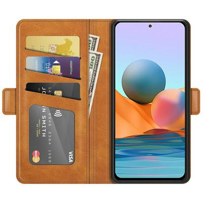For Xiaomi Redmi Note 10 Pro/Xiaomi Redmi Note 10 Pro (India) Double Buckle Wallet Style Folio Flip Leather Case with Stand and Card Slots Function