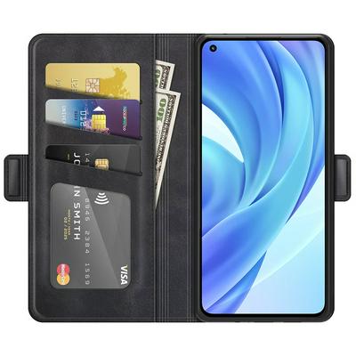 For Xiaomi Mi 11 Lite Double Buckle Wallet Style Folio Flip Leather Case with Stand and Card Slots Function
