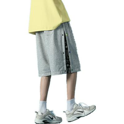 Men's Casual Shorts Stitching Cashew Flower Print Buttoned Five-point Pants