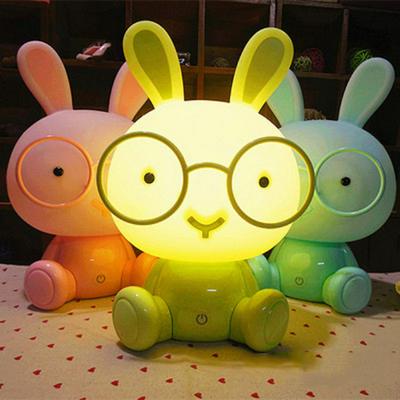 Cute Rabbit with Glasses Touch Night Light Children's Bedroom Emergency Light LED Eye Protection Table Lamp