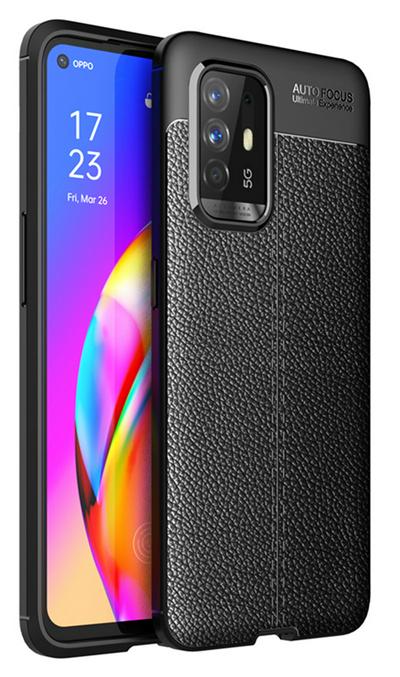 For Oppo A94 5G Lychee Pattern Shock Absorption Anti-drop Business Soft TPU Back Cover Case