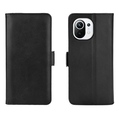 For Xiaomi Mi 11 Double Buckle Wallet Style Folio Flip Leather Case with Stand and Card Slots Function