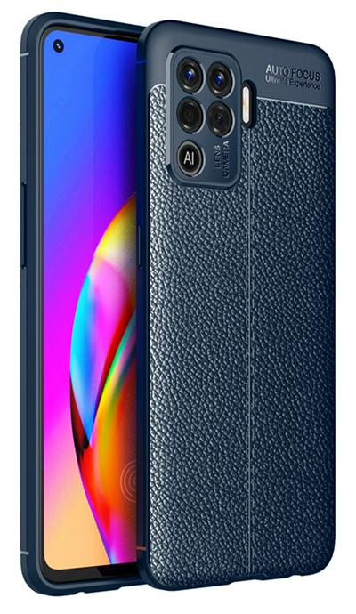 For Oppo A94 4G/Oppo F19 Pro Lychee Pattern Shock Absorption Anti-drop Business Soft TPU Back Cover Case