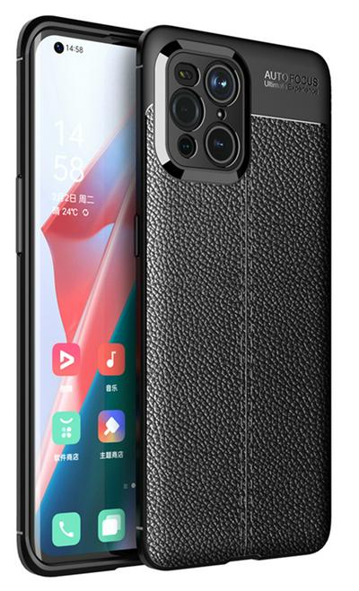 For Oppo Find X3 Pro Lychee Pattern Shock Absorption Anti-drop Business Soft TPU Back Cover Case