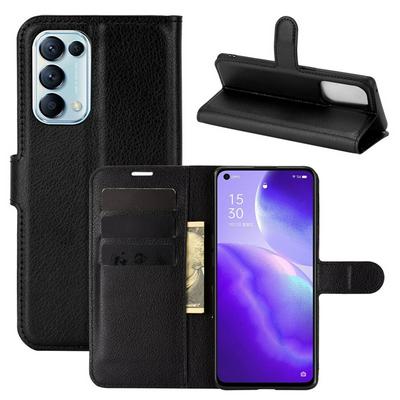 For Oppo Reno5 5G/Oppo Find X3 Lite Lychee Pattern Folio Flip Leather Case with Stand and Card Slots Function