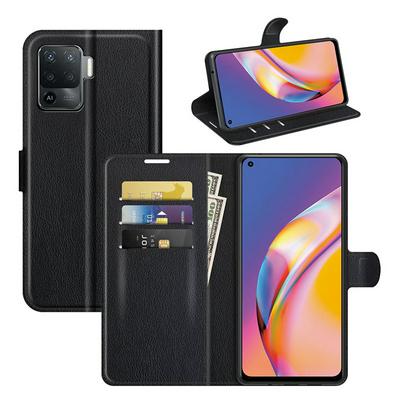 For Oppo A94 4G/Oppo F19 Pro/ Oppo Reno5 Lite Lychee Pattern Folio Flip Leather Case with Stand and Card Slots Function