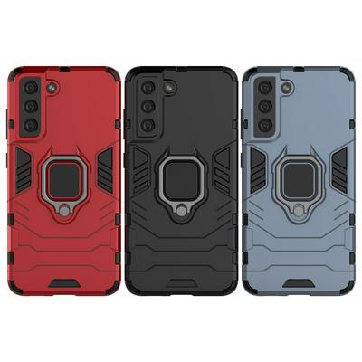 For Samsung Galaxy S21 FE Black Panther 2 in 1 Detachable Magnetic Attraction Shockproof with Stand Hard PC + Soft TPU Back Cover Case