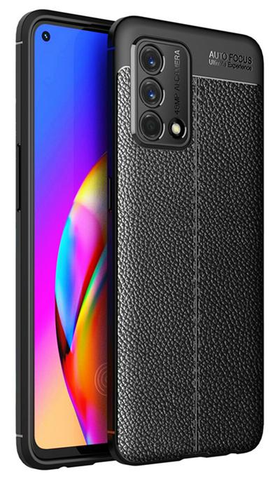 For Oppo A74 4G/Oppo F19 Lychee Pattern Shock Absorption Anti-drop Business Soft TPU Back Cover Case