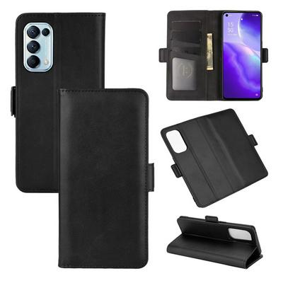 For Oppo Find X3 Lite/Oppo Reno5 5G Double Buckle Wallet Style Folio Flip Leather Case with Stand and Card Slots Function
