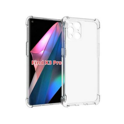 Anti-Fingerprint Non-Slip Waterproof Four Corners Shockproof Transparent Soft TPU Back Cover Protective Case for Oppo Find X3 Pro