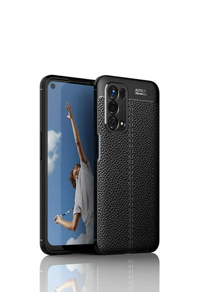 For Oppo A74 5G Lychee Pattern Shock Absorption Anti-drop Business Soft TPU Back Cover Case