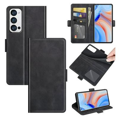 For Oppo Find X3 Neo/Oppo Reno5 Pro+ Double Buckle Wallet Style Folio Flip Leather Case with Stand and Card Slots Function