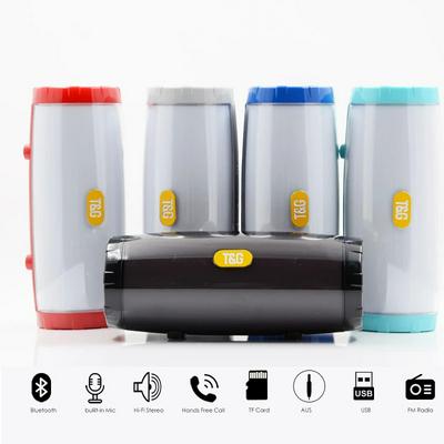 TG165C Portable Bluetooth Speaker Stereo Leather Column 5 Flash Style LED Subwoofer Wireless Outdoor Music Box FM Radio TF