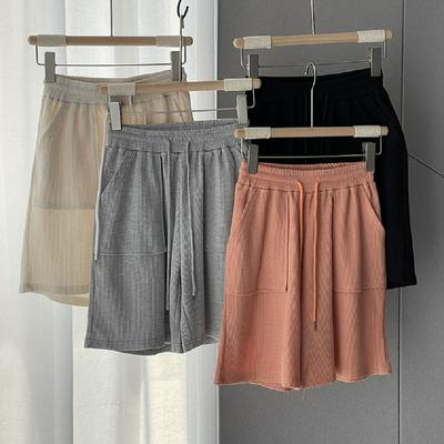 Waffle Wide-leg Shorts Women's Summer Loose High-waist Casual Five-point Pants