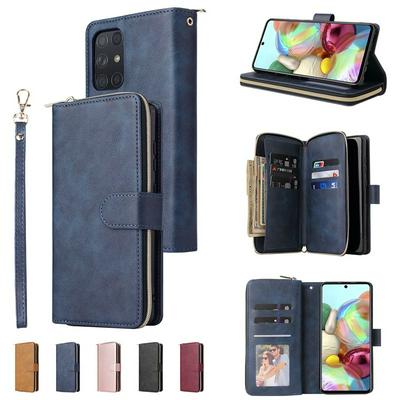 For Samsung Galaxy A72 5G Nine Cards Shock-absorption PU Leather +TPU Zipper Wallet Phone Case