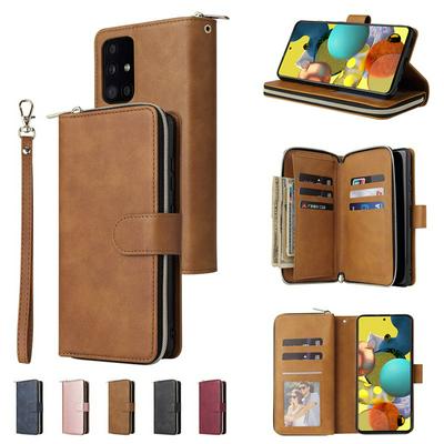 For Samsung Galaxy A52 5G Nine Cards Shock-absorption PU Leather +TPU Zipper Wallet Phone Case