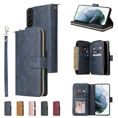 For Samsung Galaxy S21+ 5G Nine Cards Shock-absorption PU Leather +TPU Zipper Wallet Phone Case