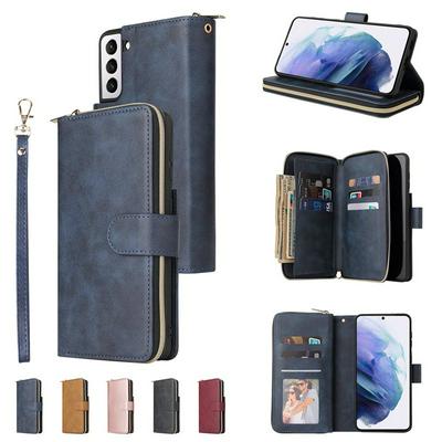 For Samsung Galaxy S21 5G Nine Cards Shock-absorption PU Leather +TPU Zipper Wallet Phone Case