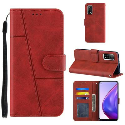 For Xiaomi Mi 10T /10T Pro 5G Stitching Calfskin Scratch Resistant Flip Leather Case with Stand and Card Slots Function