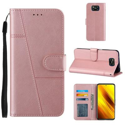 For Xiaomi Poco X3 NFC/Xiaomi Poco X3/Xiaomi Poco X3 Pro Stitching Calfskin Scratch Resistant Flip Leather Case with Stand and Card Slots Function