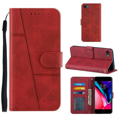 For iPhone 7 / 8 Stitching Calfskin Scratch Resistant Flip Leather Case with Stand and Card Slots Function