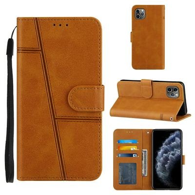 For iPhone 11 Pro(5.8) Stitching Calfskin Scratch Resistant Flip Leather Case with Stand and Card Slots Function