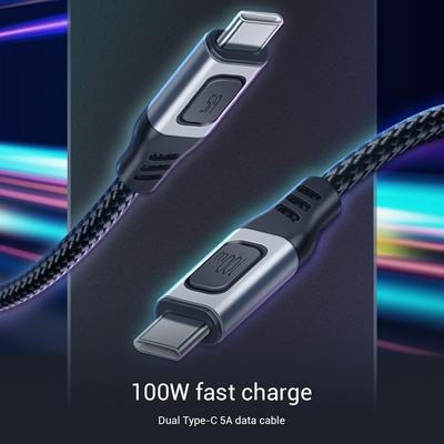 Type C Male to Male USB Cable 5A PD 100W USB-C Charging Cord 1m/1.5m/2m Nylon Extension Data Cable for Laptop Phone Notebook