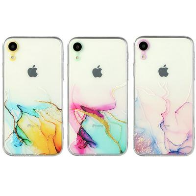 For iPhone XR 6.1 Colorful Marbling Scratch Resistant Soft TPU Back Cover Case