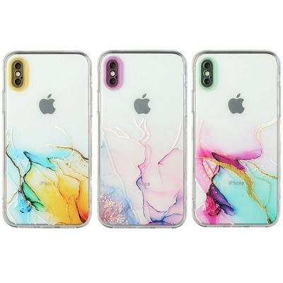 For iPhone Xs Max 6.5 Colorful Marbling Scratch Resistant Soft TPU Back Cover Case