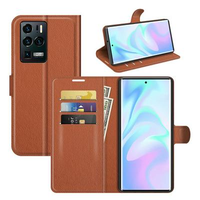 For ZTE Axon 30 Ultra 5G Lychee Pattern Folio Flip Leather Case with Stand and Card Slots Function