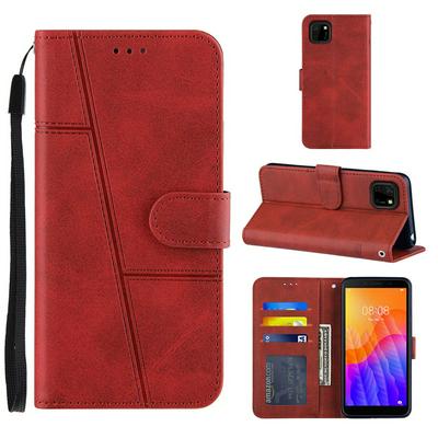 For Huawei Y5p 2020 Stitching Calfskin Scratch Resistant Flip Leather Case with Stand and Card Slots Function