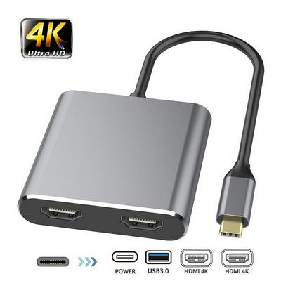 Type C HDMI-compatible Adapter 4K USB C to Dual HDMI USB 3.0 PD Charge Port USB-C Converter Cable for MacBook Samsung phone