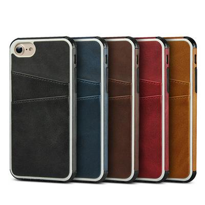 with Card Holder Slots PU Leather Coated TPU Back Cover Protective Case for iPhone 7 / 8