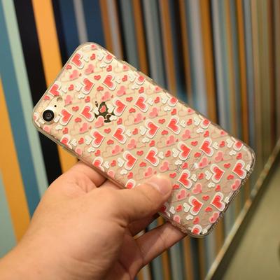 Relief Colored Painting High Transparent Ultrathin Acrylic TPU Back Cover Case for iPhone 6 / 6S - Heart