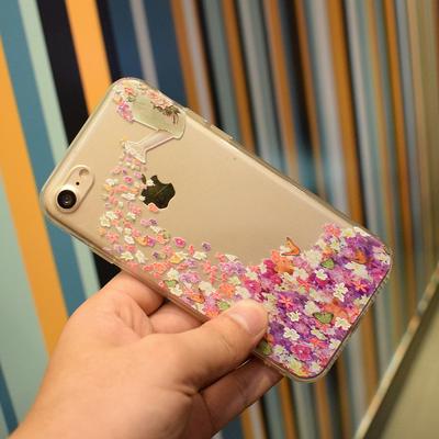 Relief Colored Painting High Transparent Ultrathin Acrylic TPU Back Cover Case for iPhone 6 / 6S - Wedding Flower