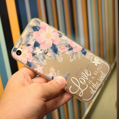 Relief Colored Painting High Transparent Ultrathin Acrylic TPU Back Cover Case for iPhone 6 / 6S - Orchid