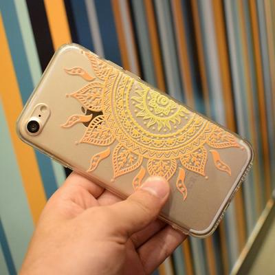 Relief Colored Painting High Transparent Ultrathin Acrylic TPU Back Cover Case for iPhone 6 / 6S - Sun Flower