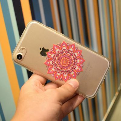 Relief Colored Painting High Transparent Ultrathin Acrylic TPU Back Cover Case for iPhone 6 / 6S - Flower