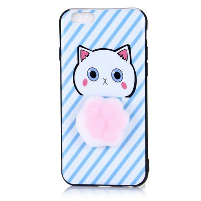 Smooth Surface 3D Cute Squishy Finger Pinch Soft TPU + Silicone Hybrid Back Cover Case for iPhone 6 / 6S - Blue Cat Claw