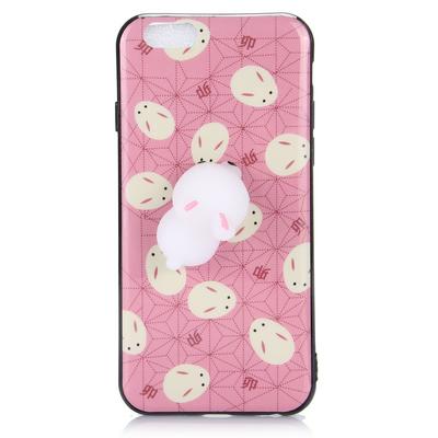 Smooth Surface 3D Cute Squishy Finger Pinch Soft TPU + Silicone Hybrid Back Cover Case for iPhone 6 / 6S - Rabbit