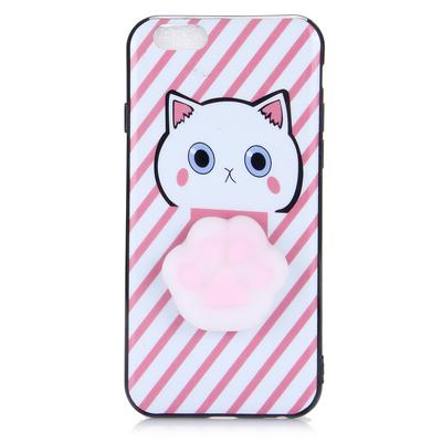 Smooth Surface 3D Cute Squishy Finger Pinch Soft TPU + Silicone Hybrid Back Cover Case for iPhone 6 / 6S - Pink Cat Claw