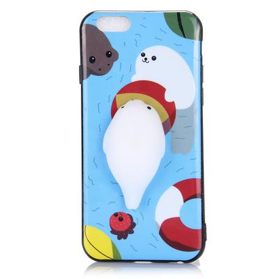 Smooth Surface 3D Cute Squishy Finger Pinch Soft TPU + Silicone Hybrid Back Cover Case for iPhone 6 / 6S - Seal