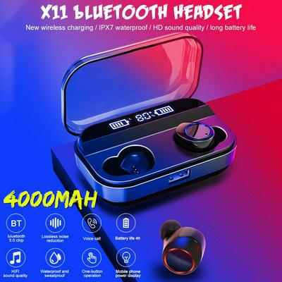 Waterproof Bluetooth Ear Buds, X11 IPX7 Touch Control Earphones with LED Display Charging Case