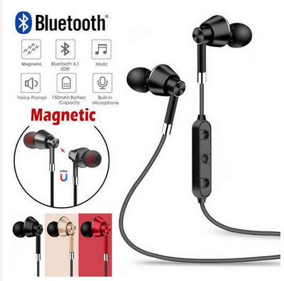 M9 Sports Bluetooth Headset Running Wireless HangingEar Stereo Magnetic Metal Headphones