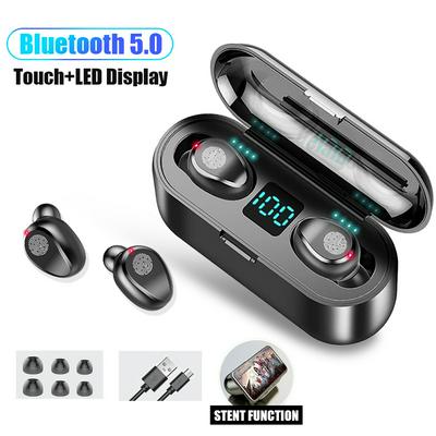 TWS V5.0 Wireless Sports Earphones Business F9 Breathing Light Touch Control +LED Display In-ear Mini Stereo Bluetooth Headset
